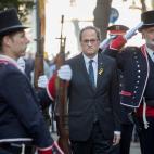 El presidente de la Generalitat, Quim Torra,c., encabeza la ofrenda floral del Govern al monumento a Rafael Casanova en Barcelona con motivo de la celebraci&oacute;n de la Diada de Catalu&ntilde;a 2018