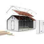 Los módulos de la tienda se mandan empaquetados en cartón y se montan en destino, sin necesidad de herramientas, como es un clásico de Ikea.