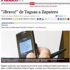 El mensaje recibido por José Luis Rodríguez Zapatero cuando era presidente y que le envió David Taguas alcanzaba cotas muy altas en el arte de hacerle la rosca al jefe. Cazado por el fotógrafo de Público Edu Parra.