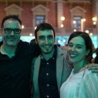 Guillermo Rodríguez y Pablo Machuca, de 'El Huffington Post', con Thais Muñoz, de laSexta