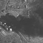 La situaci&oacute;n en Hostomel, captada por el sat&eacute;lite Maxar Technologies.