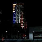 El Ministerio de Exteriores mexicano, teñido de la bandera de Francia.