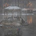 Pamplona, pintándose de blanco este viernes