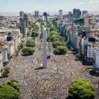 Decenas de miles de aficionados en el Obelisco