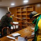 Un despacho de Planalto, vandalizado por los asaltantes.