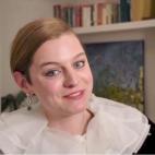 Emma Corrin, en el momento de ser elegida mejor actriz de serie dramática