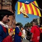 Celebración de la Diada en una calle de Barcelona.