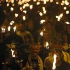 Celebración de la Diada en el centro de Barcelona el miércoles por la noche.