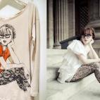 A la izquierda, camiseta retirada de Stradivarius. A la derecha, foto de la bloguera Louise Ebel, "Miss Pandora".