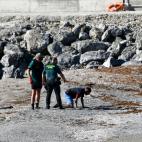 La Guardia Civil ayuda a un joven que acaba de llegar a nado.