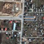 Imagen satelital de calle Yablonska en Bucha.