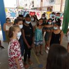 Leonor junto a su hermana Sofía en el Centro Naum en 2020.