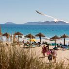 Vista illas islas Ons desde A Lanzada (O Grove, Pontevedra)