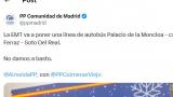 El tuit del PP de la Comunidad de Madrid.