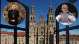 Imagen de archivo de la catedral de Santiago de Compostela (Galicia), con dos detalles del arzobispo Francisco José Prieto Fernández, a la izquierda, y del papa León XIV, a la derecha.