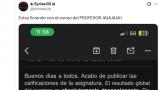 El correo de un profesor compartido por el tuitero @elchaoluis.