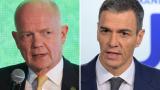 William Hague firma este tuit tras el anuncio de Pedro Sánchez.