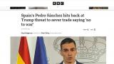 La noticia de la BBC sobre Pedro Sánchez.