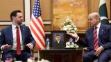 U.S. Vice President JD Vance, left, meets with Pakistan's Prime Minister Shehbaz Sharif for talks about Iran, in Islamabad, Pakistan, April 11, 2026,     Jacquelyn Martin/Pool via REUTERS