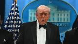 Donald Trump hablando tras el intento de atentado en la cena de corresponsales de la Casa Blanca