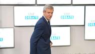 El presidente de la Xunta de Galicia y candidato del PP a la reelección, Alfonso Rueda, a su llegada al único debate electoral al que asistirá en campaña.