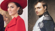 Kate Middleton, en una imagen de archivo, y un cuadro de Napoleón.