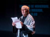 MADRID, SPAIN - NOVEMBER 10: The presenter of the event Alicia Armesto, during the event 'The genocide continues, so does the solidarity movement with the Palestinian resistance', at the Sala Mirador, on 10 November, 2025 in Madrid, Spain. (Photo By Alberto Ortega/Europa Press via Getty Images)