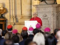 León XIV durante su primer discurso en España.