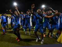 WILLEMSTAD - Curacao players celebrate the victory during the World Cup qualifying Concacaf match between Curacao and Barbados at the Ergilio Hato stadium on June 5, 2024 (local time) in Willemstad, Curacao. ANP | Hollandse Hoogte | GERRIT VAN COLOGNE (Photo by ANP via Getty Images)