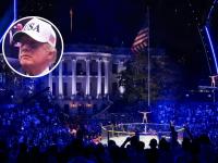 De fondo, una imagen de la Casa Blanca durante el evento de la UFC; sobre un círculo blanco, la cara de Donald Trump de nuevo en este evento