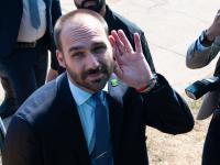 El entonces diputado Eduardo Bolsonaro, hijo del expresidente de Brasil, en el Palacio de la Alvorada, el 7 de septiembre de 2021, en Brasilia.