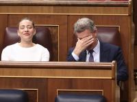 MADRID, SPAIN - JUNE 24: The PP’s spokesperson in Congress, Ester Muñoz, and the PP’s leader, Alberto Nuñez Feijoo, during a question time session in the Congress of Deputies on 24 June 2026, in Madrid, Spain. The Prime Minister appears before the Lower House to report on the political situation following developments in the investigations into his wife, the ‘Leire case’ and former Prime Minister Zapatero, as well as the Supreme Court’s conviction of former minister Abalos, his adviser Koldo, and businessman Victor de Aldama. (Photo By Eduardo Parra/Europa Press via Getty Images)