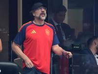Javier Bardem en el partido contra Portugal.