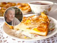 Anna Possi y un pastel de manzana y té