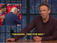 Momento del discurso de Seth Meyers en su late night.