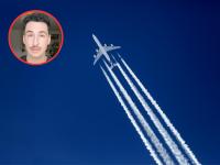 Fotomontaje con meteorólogo de Meteored y un avión.