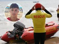 Denis Sguera y un socorrista preparándose para rescatar a alguien en el mar.
