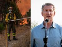 Montaje de un bombero forestal y Alberto Núñez Feijóo.