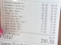 Ticket de un restaurante