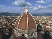 UNSPECIFIED - AUGUST 01: Aerial view of the dome by Brunelleschi of Santa Maria del Fiore Cathedral, in the historic centre of Florence (UNESCO World Heritage List, 1982) - Tuscany Region, Italy (Photo by DeAgostini/Getty Images)