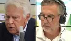 El expresidente del Gobierno Felipe González (PSOE) y el periodista y director de 'Más de uno', Carlos Alsina; en sendas imágenes.