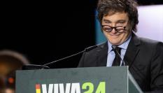 El presidente de Argentina, Javier Milei, en la conferencia de Vox celebrada en el Palacio de Vistalegre, Madrid.