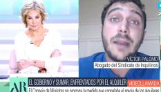 Víctor Palomo, abogado del Sindicato de Inquilinos, durante la entrevista en 'El Programa de Ana Rosa'.