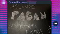 La pintada hecha en la pizarra de una empresa