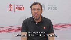 Vídeo de Óscar Puente explicando el reparto de escaños