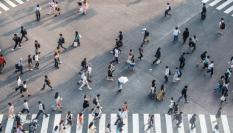 Vista aérea del cruce de Shibuya en Japón