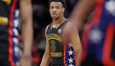Bronny James, hijo de LeBron James, en un partido del McDonalds All American Basketball Games.