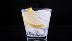 Imagen de archivo de una tónica con hielo y limón.
