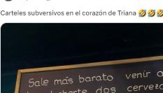 El cartel visto en un bar de Sevilla