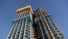 Las torres de Colón en Madrid durante las obras de reforma para su actualización durante el mes de enero de 2021.